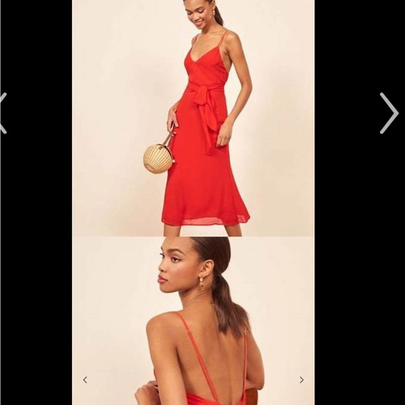 2019 Reformation Dietrich red summer dress - Picture 3 of 6